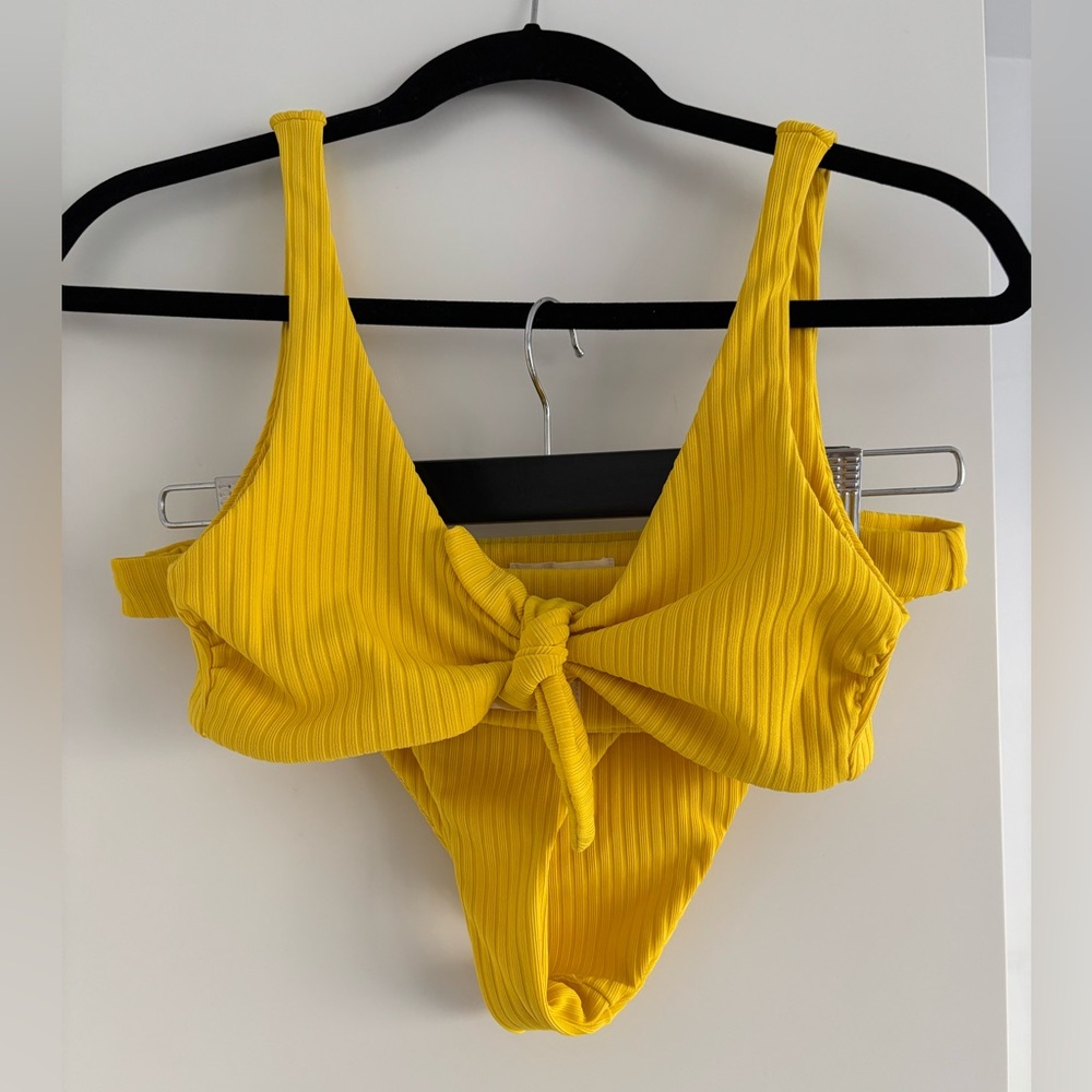 Mara Hoffman Yellow Ribbed Bikini Size Small